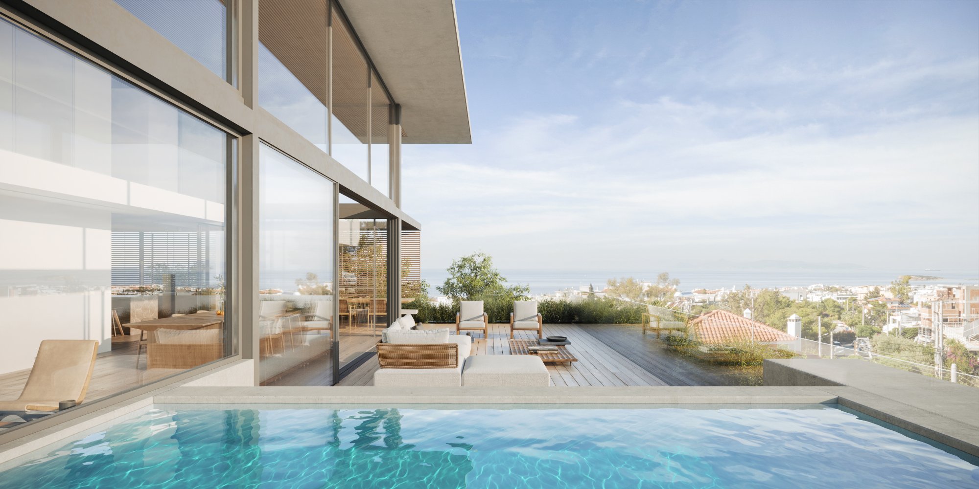 Rooftop pool with sea view