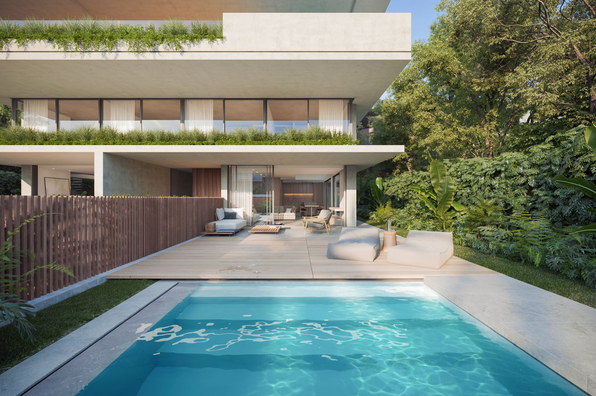 Ground floor terrace and pool