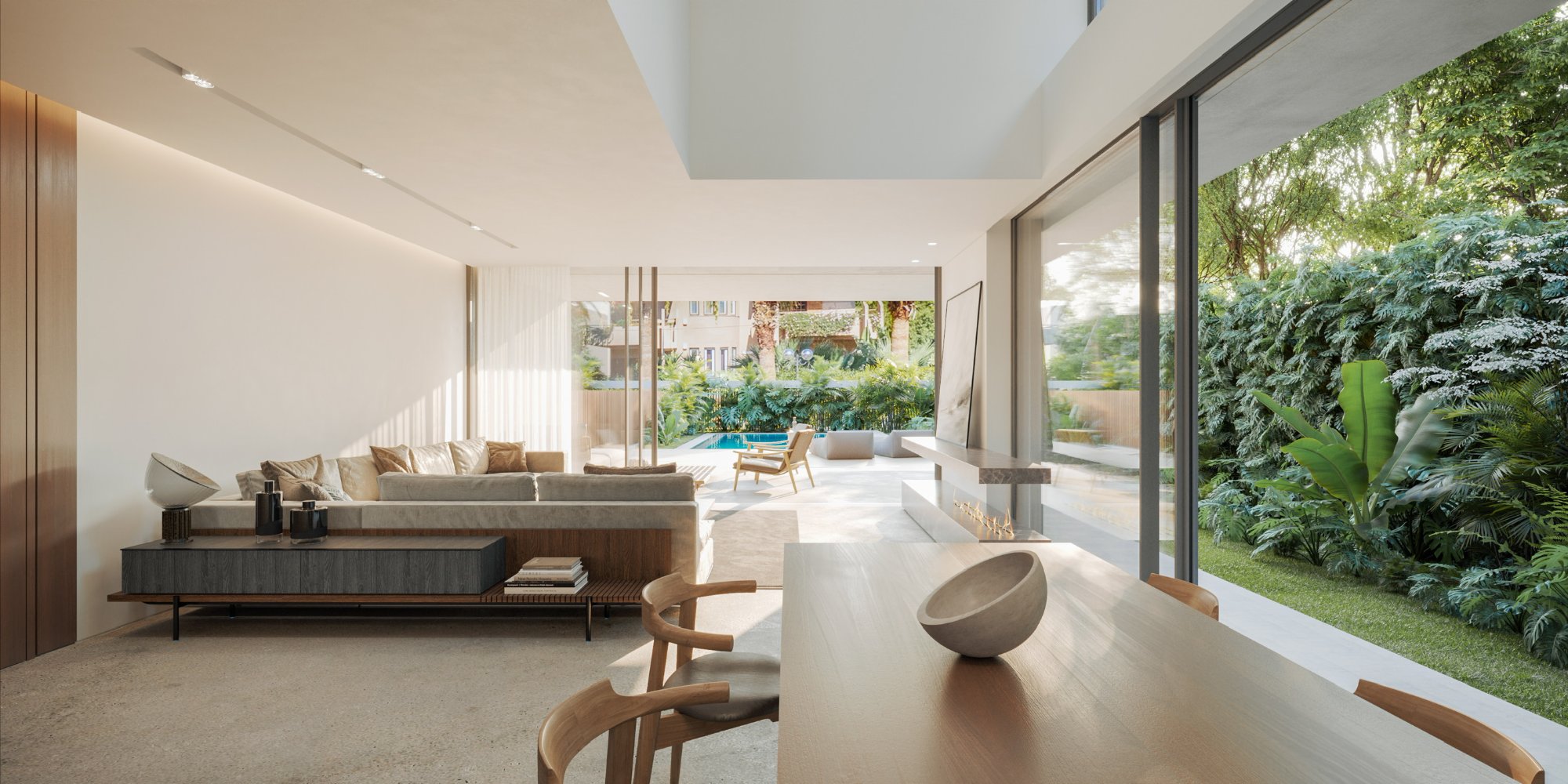 Living room opening to garden